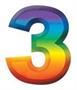 Multi-Color Plastic 3-D Number "3"