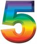 Multi-Color Plastic 3-D Number "5"