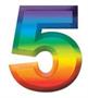 Multi-Color Plastic 3-D Number "5"
