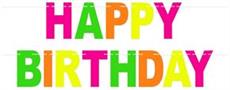 Neon Happy Birthday Streamer