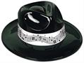 Black Plastic Fedora w/Music Band