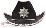 Black Felt Cowgirl Hat w/Gemstones