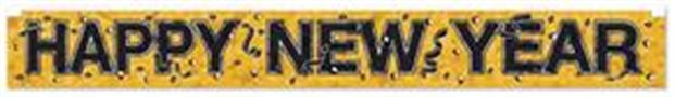 Metallic Happy New Year Fringe Banner