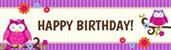 Owl Blossom Birthday Banner Standard 18" x 61"