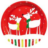 Reindeer Christmas Party 9" Dinner Plates 