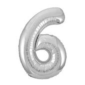 Jumbo Silver Foil Balloon-Number 6