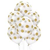 White and Gold Dots Latex Balloons