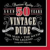 Vintage Dude 50th Luncheon Napkins 