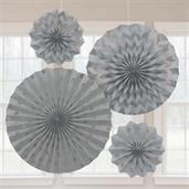 Silver Glitter Paper Fan Decorations 