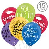 Multicolor Graduation Latex Balloons wit