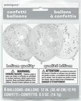Clear Silver Confetti Latex Balloon (6)