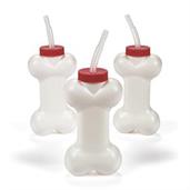 Molded Dog Bone Cups W/Straw (12)