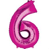 34" Number 6 Shaped Foil Balloon - Pink