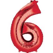 34" Number 6 Shaped Foil Balloon - Red