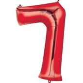 35" Number 7 Shaped Foil Balloon - Red