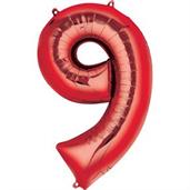 34" Number 9 Shaped Foil Balloon - Red