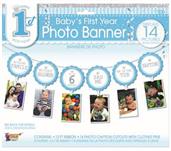 1st Birthday Blue Photo Banner