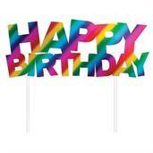 Metallic Rainbow "Happy Birthday" Cake Topper