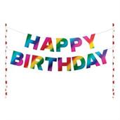 Metallic Rainbow "Happy Birthday" Pennant Cake Topper