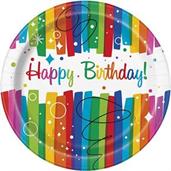 Rainbow Ribbons Birthday 9" Plates (8)