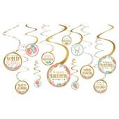 Boho Birthday Girl Foil Swirl Decoration (12)