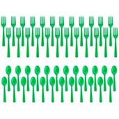 Forks & Spoons - Green (24 Each)