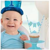 Mini Blue 1st Birthday Cake Stand Set