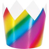 Rainbow Foil Plastic Crowns (8)