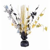 Grad Cap Black & Gold Holographic 15" Table Center