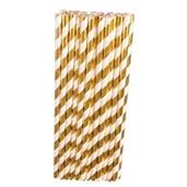 Gold & White Paper Straws 