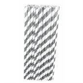 Silver & White Paper Straws 