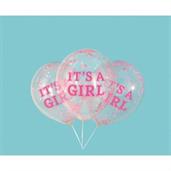 Clear Latex Balloons Pre-Filled with Pink Confetti