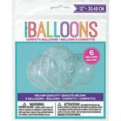 Clear Latex Balloons Pre-Filled with Silver Confet
