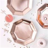 Ginger Ray Rose Gold Octagon Shaped Lunch Plate (8