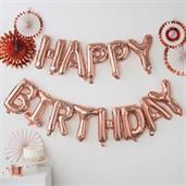 Ginger Ray Rose Gold Happy Birthday Letter Balloon