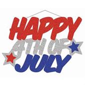Patriotic "Happy 4th of July" Glitter Plaque