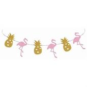 Flamingo & Pineapple Luau 8' Diamond Glitter Banner