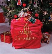 Velvet Santa Bag Sack Gold Embroidered Lettering with long Shoulder Strap