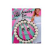 50's Pearl Necklace and Earrings Set