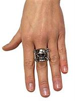 Adjustable Skull Ring with Pewter Finish