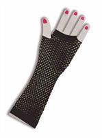 80's Fingerless Fishnet Gloves in Black
