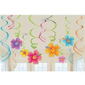 Luau Flowers Hanging Swirls Value Pack