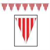 Red Striped Pennant Banner 10" H x 12'