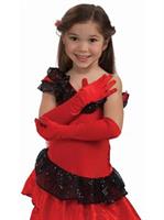 Child Opera Satin Gloves-Red