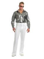 Mens Silver Nail Head Disco Shirt-P (Plus