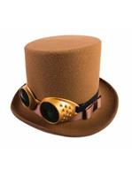 Steampunk Hat w/Goggles-Brown