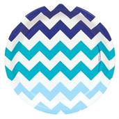 Chevron Blue Dinner Plates 