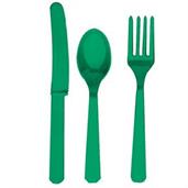 Festive Green Forks, Knives & Spoons