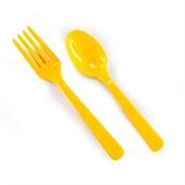 Yellow Forks & Yellow Spoons - 8 each