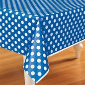 Blue and White Dots Plastic Tablecover